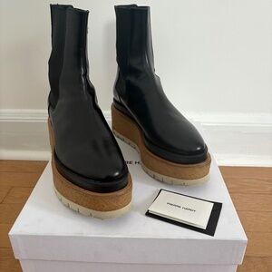 Pierre Hardy Black Leather mid calf platform boot